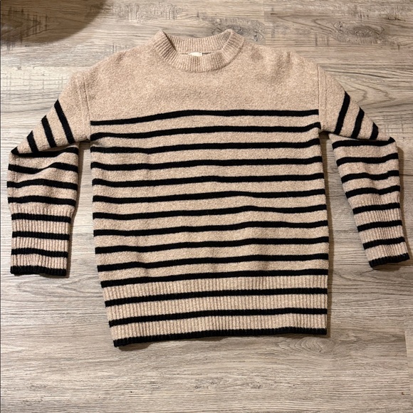 a new day Sweaters - Striped Tan and Black Sweater